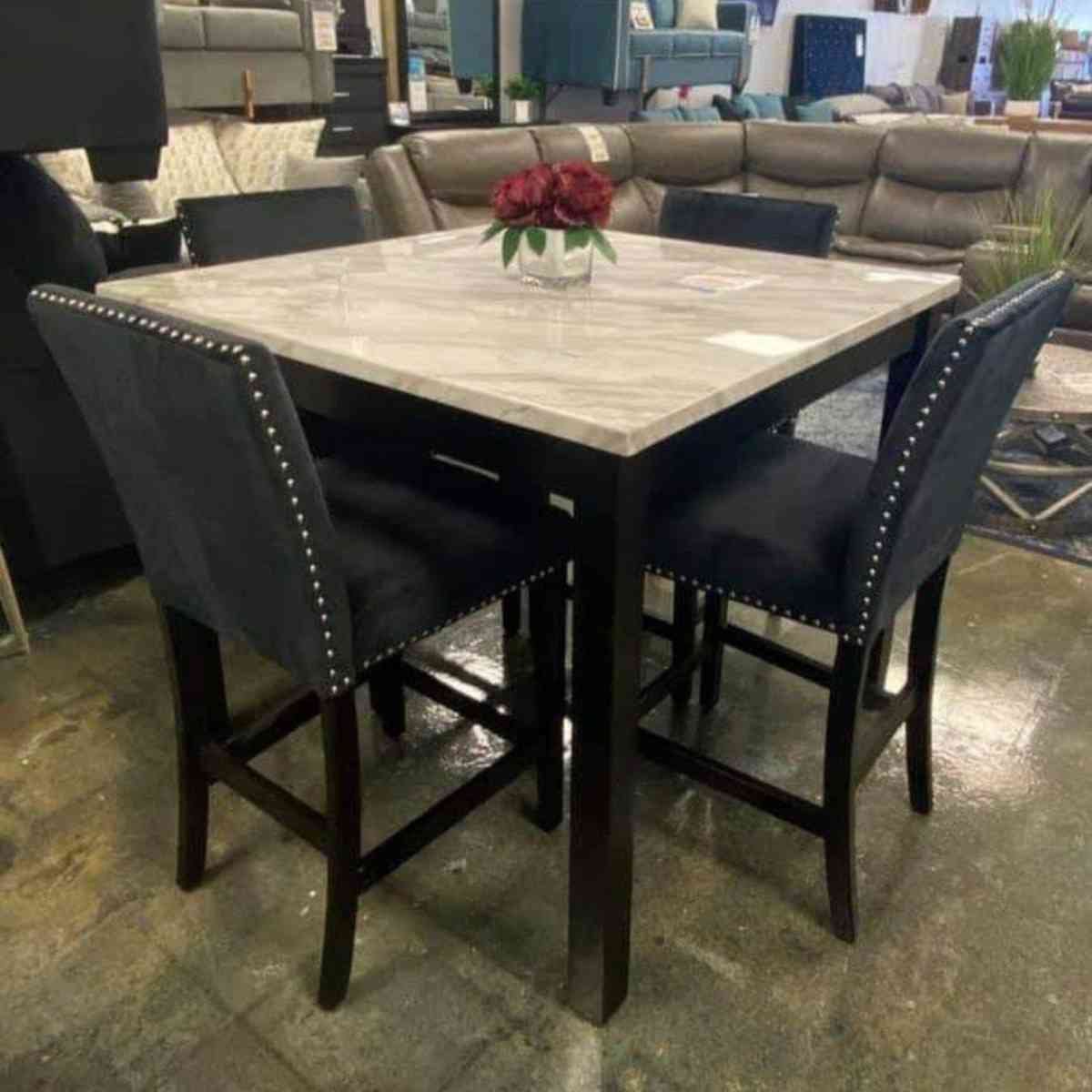 black white Velvet Counterheightset dining set - Houston, Texas - FleaMarketBay
