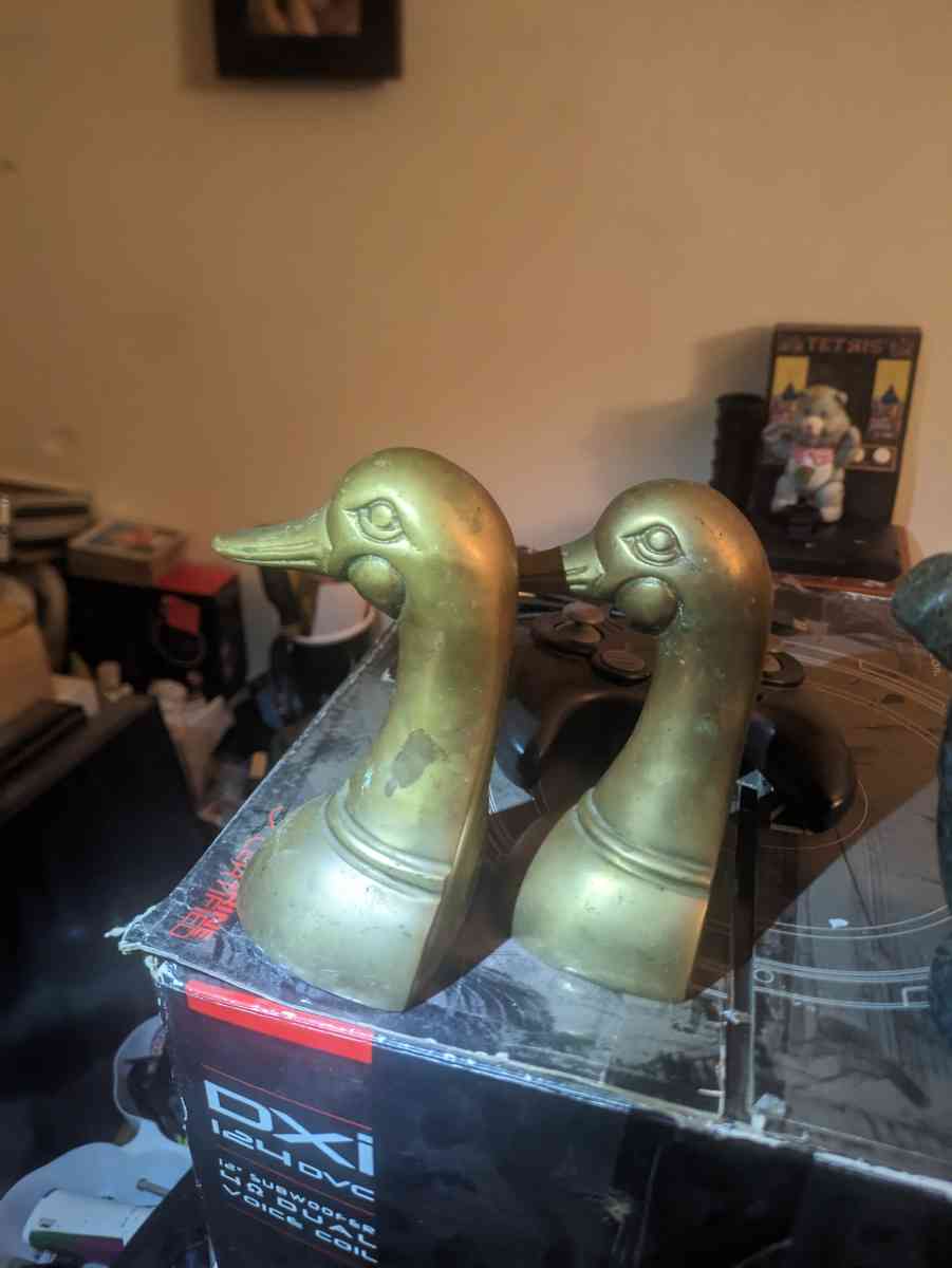 Antique Brass Duck Bookends