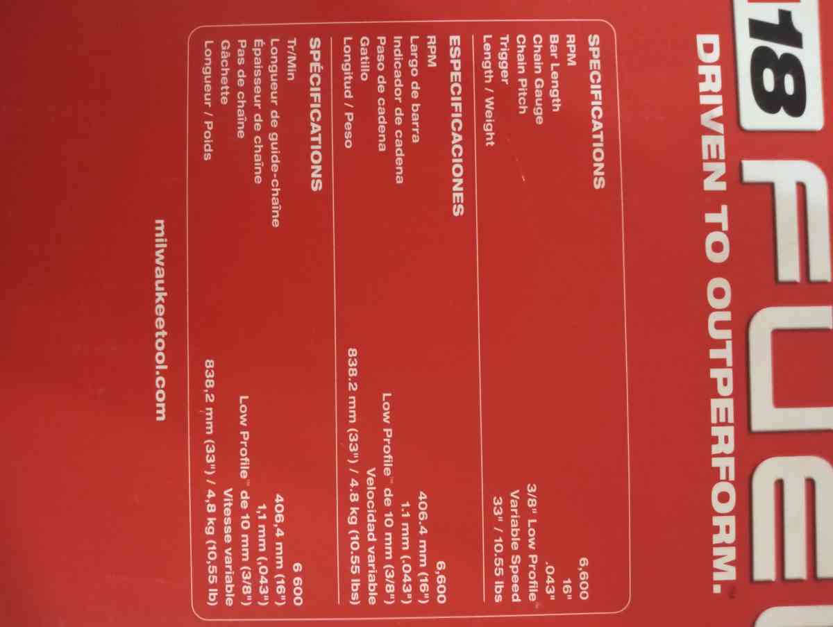 BRAND NEW MILWAUKEE 16IN CHAINSAW - Indianapolis, Indiana - FleaMarketBay