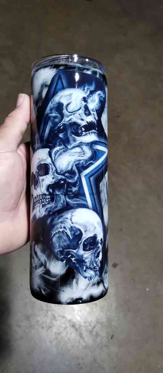 20 oz Stainless Steel Costom Skull Tumbler - Portland, Texas - FleaMarketBay