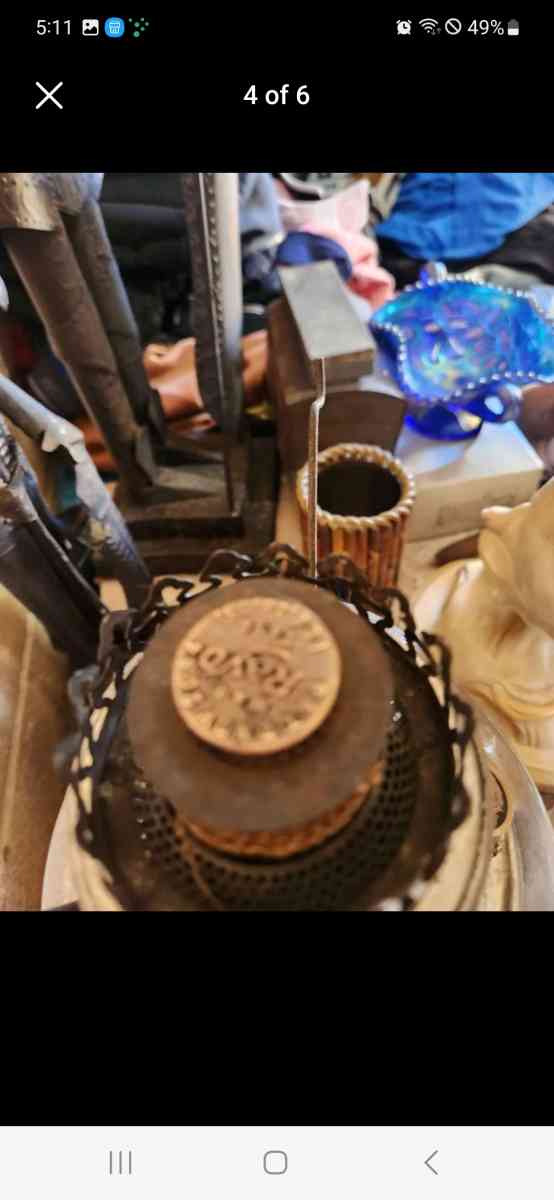 Silver Antique OIL LAMP 1895 - Dalton, Georgia - FleaMarketBay