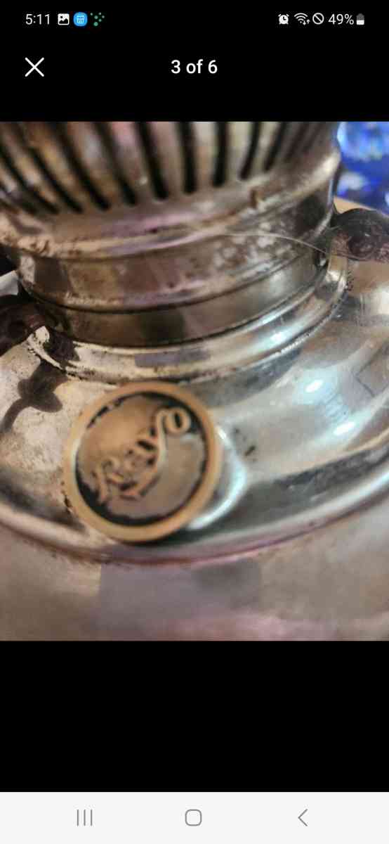 Silver Antique OIL LAMP 1895 - Dalton, Georgia - FleaMarketBay