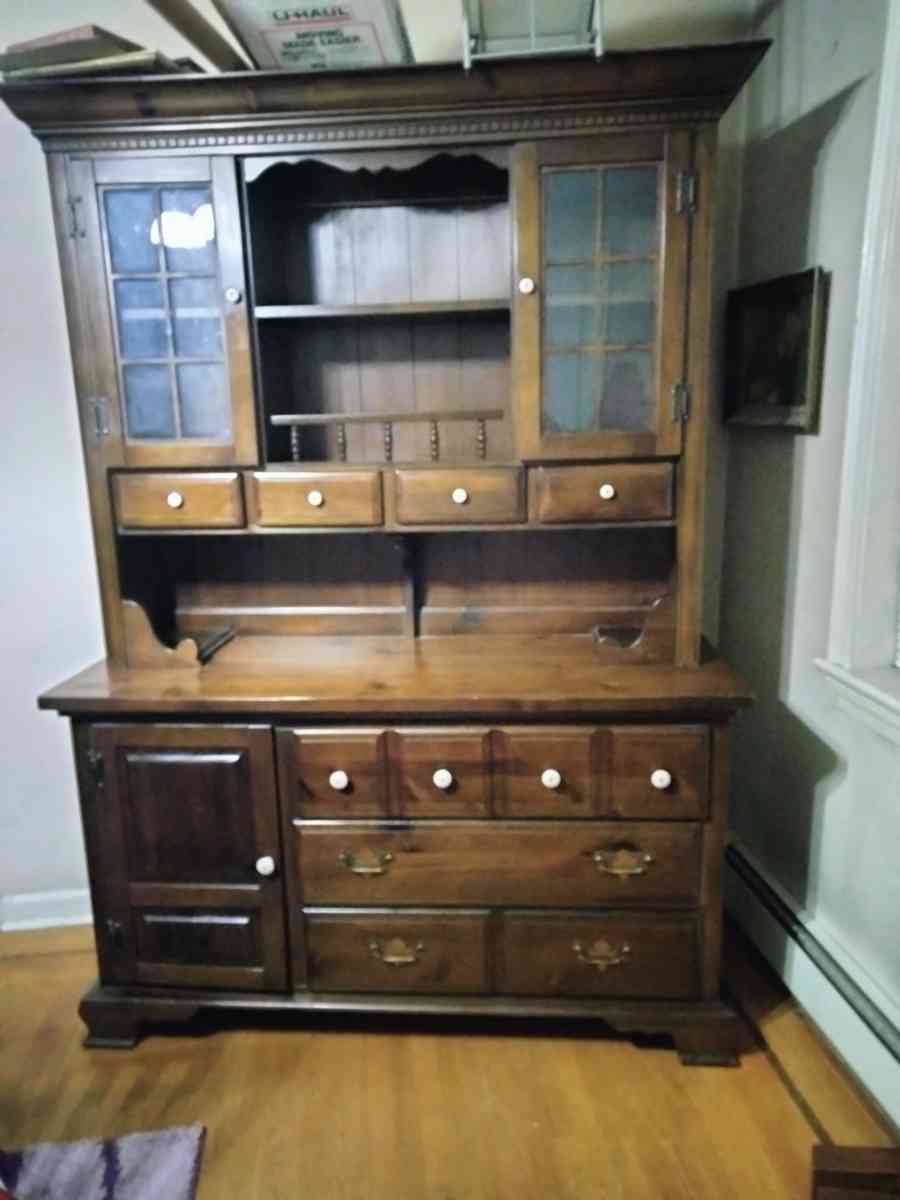 solid wood China cabinet 80 inches high 57 in long 20 in dee - Bensalem, Pennsylvania - FleaMarketBay