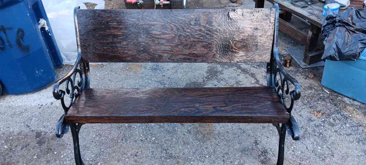 Wood and Cast Iron Bench - Hot Springs Village, Arkansas - FleaMarketBay
