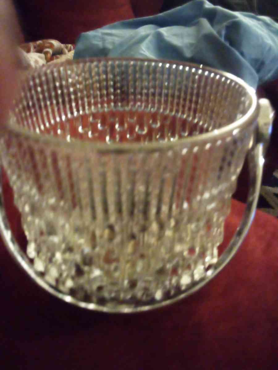 midcentury chrome and glass ice bucket - Benton, Arkansas