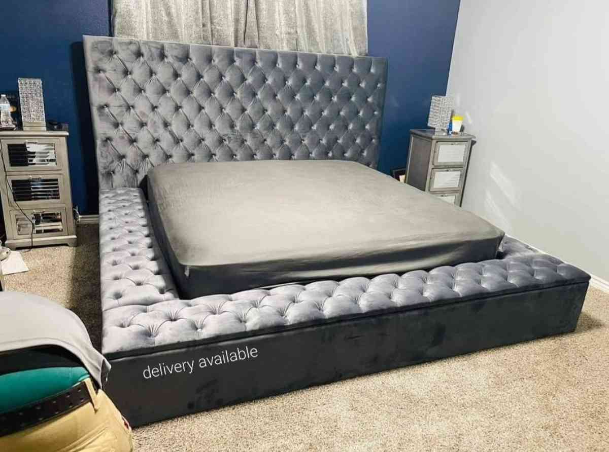 Gray Velvet Queen Storage Platform Bed Frame Cama - Universal City, Texas