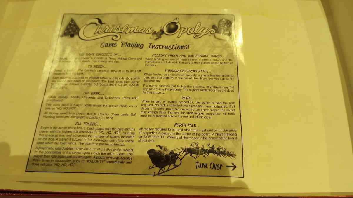 CHRISTMAS OPOLY Collectible Seasonal Board Game - Hollywood, Florida - FleaMarketBay