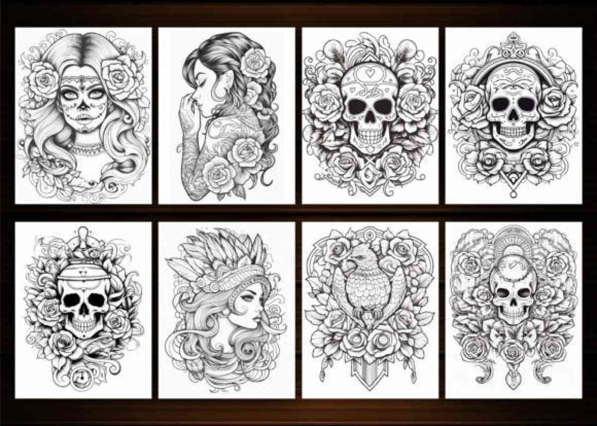250 Tattoos Coloring Pages for Adults - Springfield, Missouri - FleaMarketBay