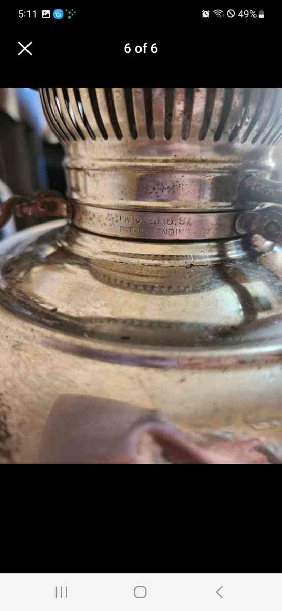 Silver Antique OIL LAMP 1895 - Dalton, Georgia