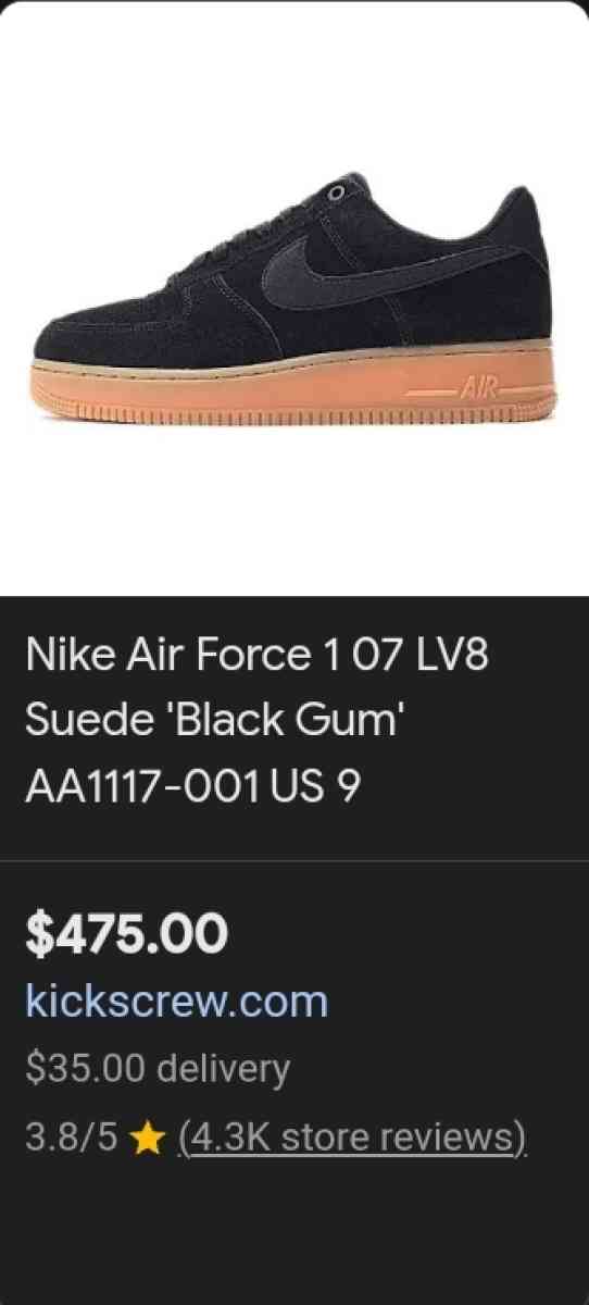 Nike Air Force 1 07 LV8 Suede Black Gum size 9 - Killeen, Texas - FleaMarketBay