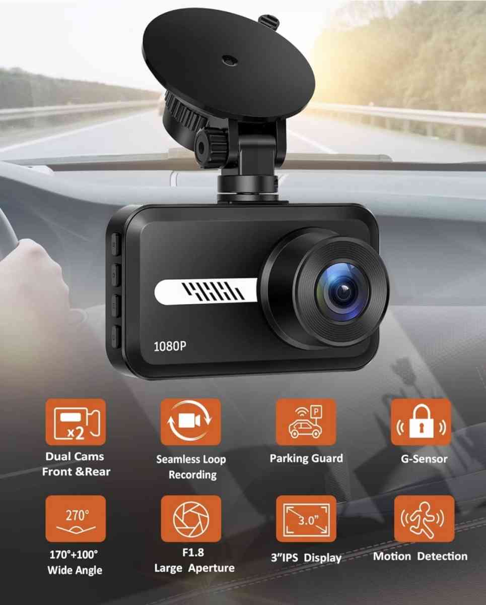 dash camera with front and rear camera accident lock - Evanston, Illinois - FleaMarketBay