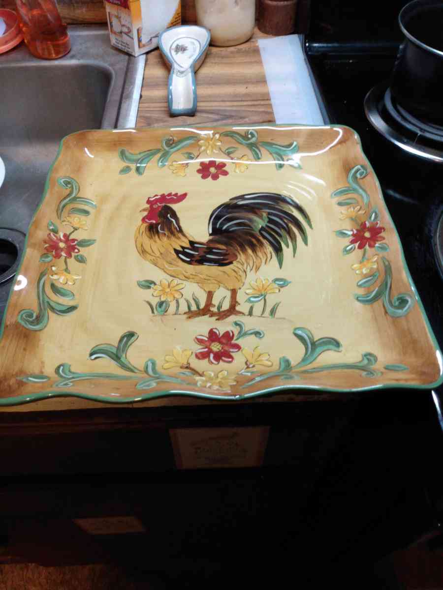 maxcear orange honey rooster hand Painted squares dinner - Auburn, Georgia - FleaMarketBay