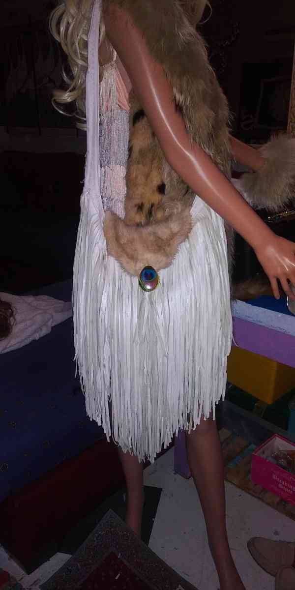 white leather fringe purse - Palm Springs, California