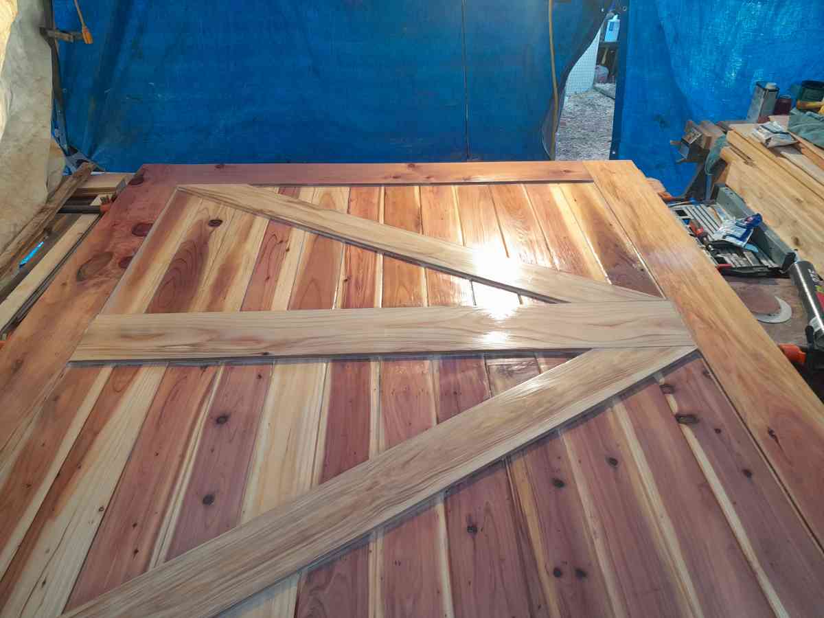2 Redwood sliding barn doors 74x84 inches each other sizesto - El Dorado, California