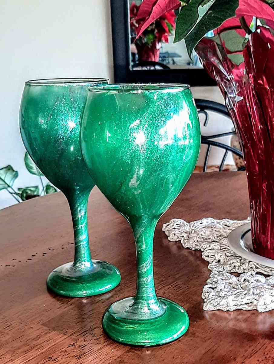 Wine Glasses Artistically Covered in Permanent Resin - Englewood, Florida - FleaMarketBay