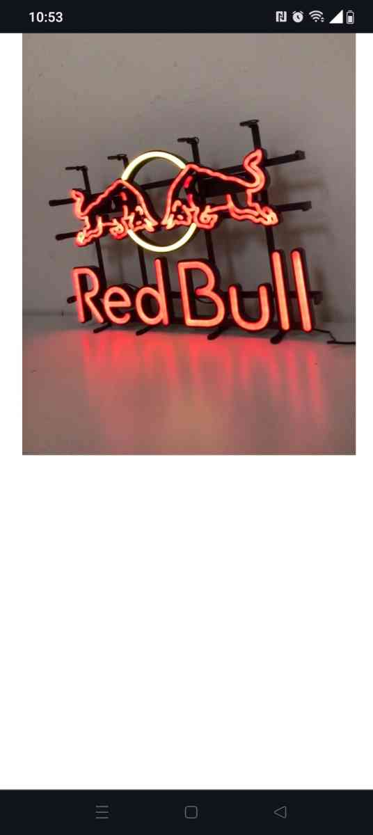 Red Bull refrigerator and neon Red Bull sign - Virginia Beach, Virginia - FleaMarketBay