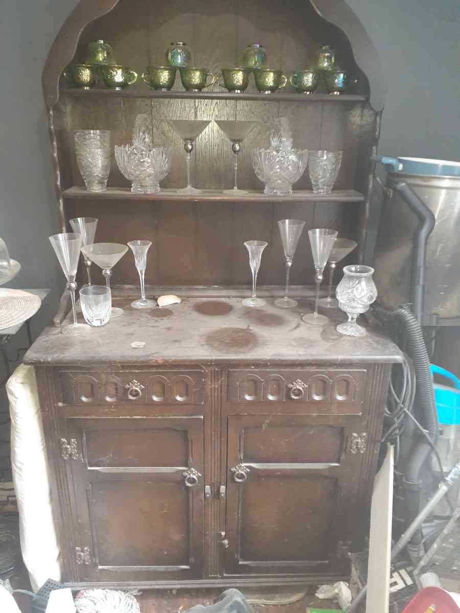 antique hand carved wooden China curio - Conroe, Texas