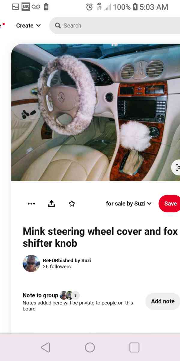 mink steering wheel and shift knob cover - Palm Springs, California - FleaMarketBay