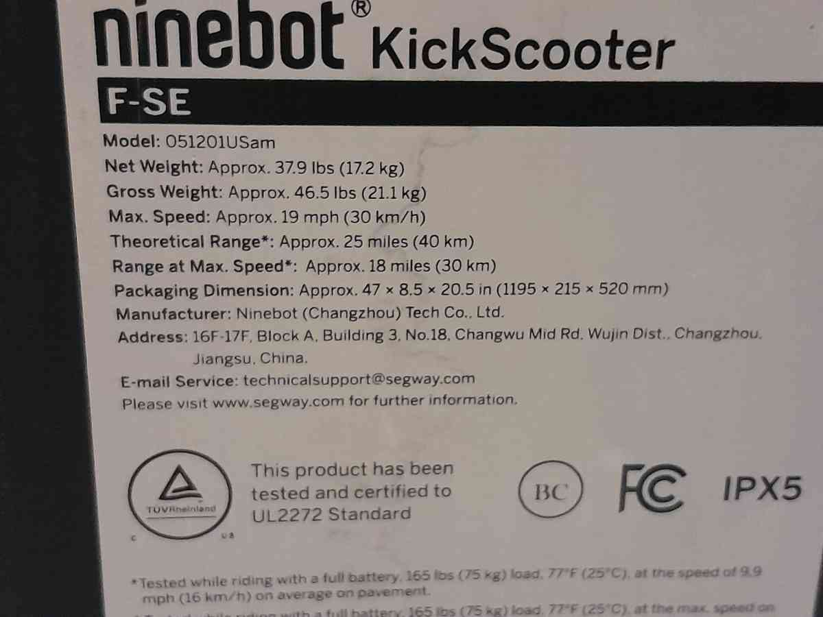 NINEBOT KickScooter F SE - Akron, Ohio - FleaMarketBay