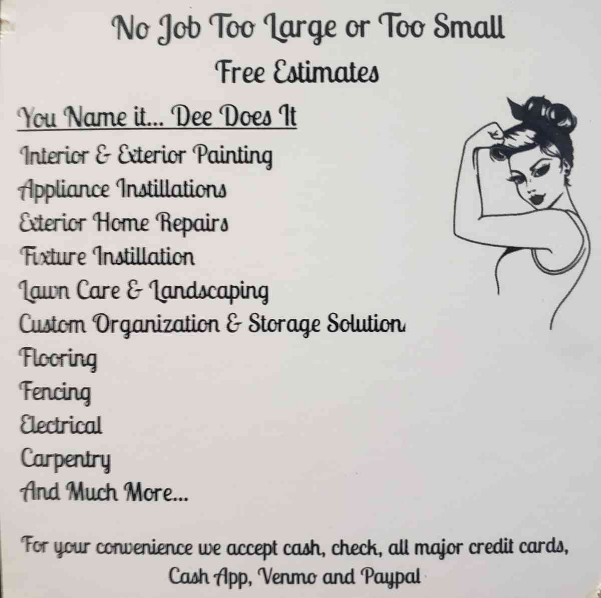 professional handywoman - Southaven, Mississippi - FleaMarketBay