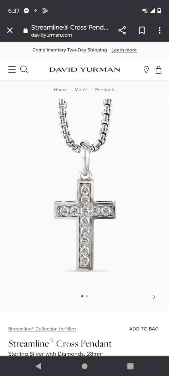dy sterling silver cross necklace with diamonds - Falkville, Alabama - FleaMarketBay