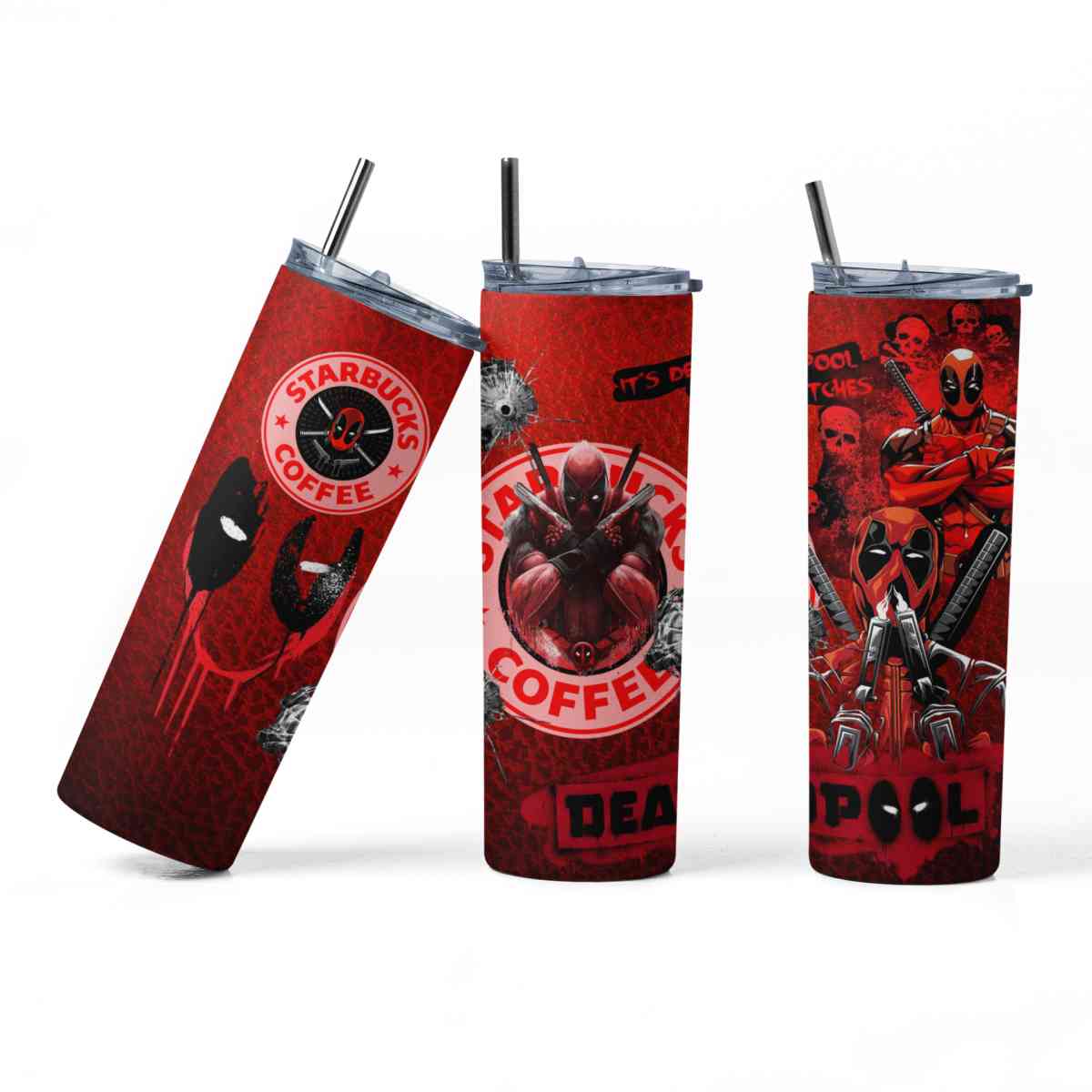 Deadpool Tumbler  20oz Skinny Tumbler  Marvel Sublimation - Orlando, Florida - FleaMarketBay
