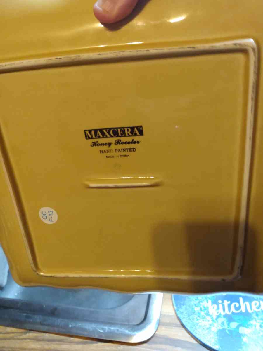 maxcear orange honey rooster hand Painted squares dinner - Auburn, Georgia - FleaMarketBay