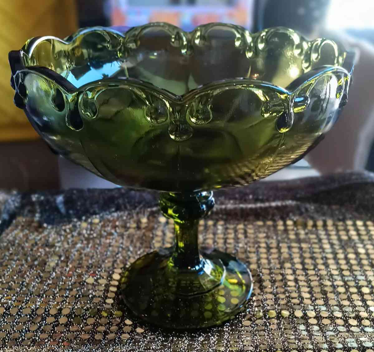 vintage green indian glass fruit bowl - El Mirage, Arizona - FleaMarketBay