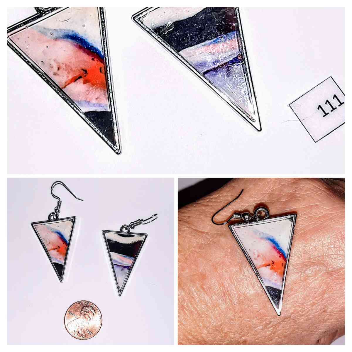 Handcrafted one of a kind abstract triangle earrings - Englewood, Florida