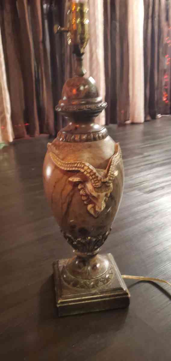 traditional Rams Head alabastor marble urn lamp - Reseda, California
