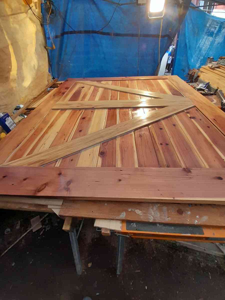 2 Redwood sliding barn doors 74x84 inches each other sizesto - El Dorado, California - FleaMarketBay