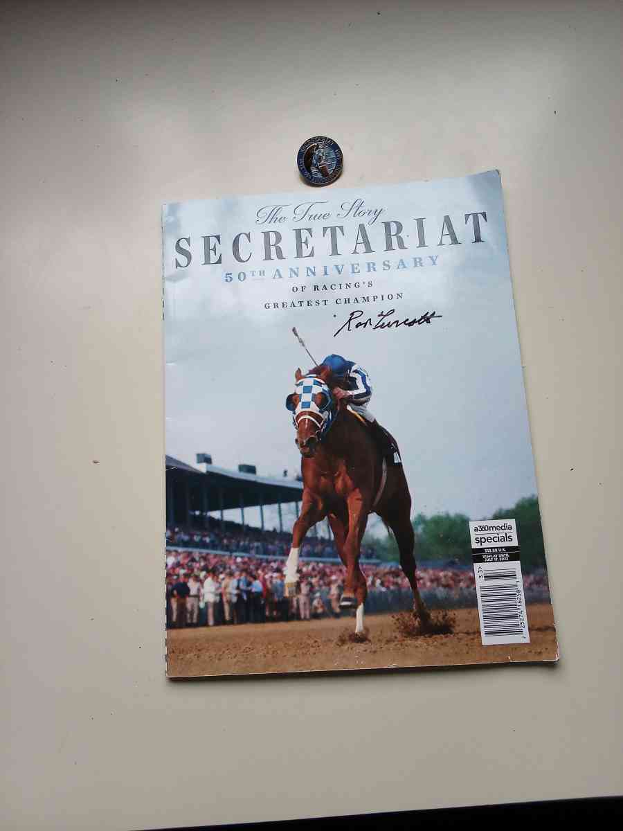 Secretariat 50 th anniversary book and pin - Columbia, Kentucky