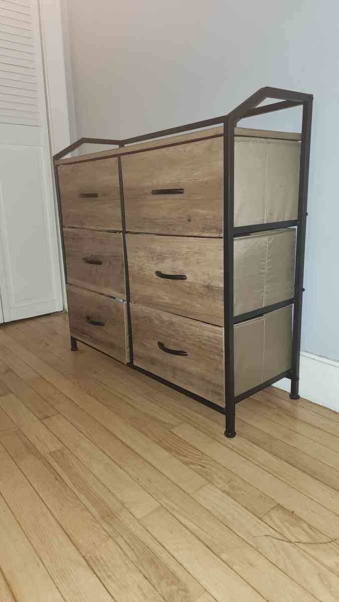 Bamboo Wood Antique Metal 6 Drawer Dresser - Brooklyn, New York - FleaMarketBay