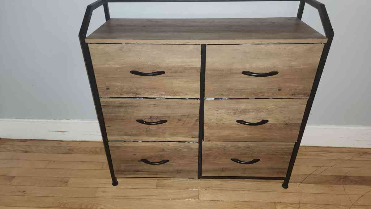 Bamboo Wood Antique Metal 6 Drawer Dresser - Brooklyn, New York - FleaMarketBay