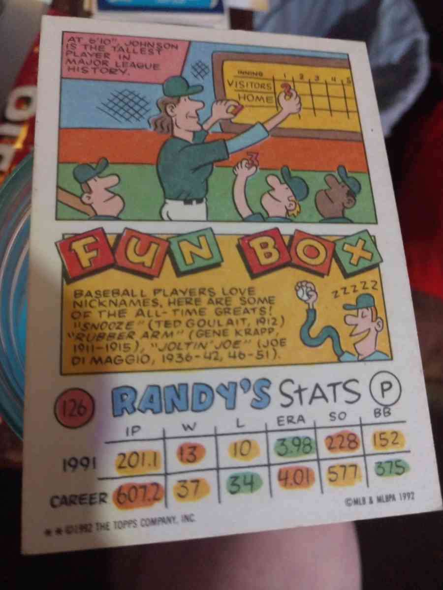 Randy Johnson Baseball Card - Eunice, Louisiana - FleaMarketBay