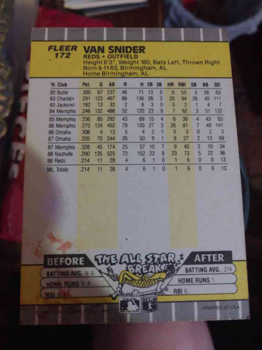 Van Snider Baseball Card - Eunice, Louisiana - FleaMarketBay