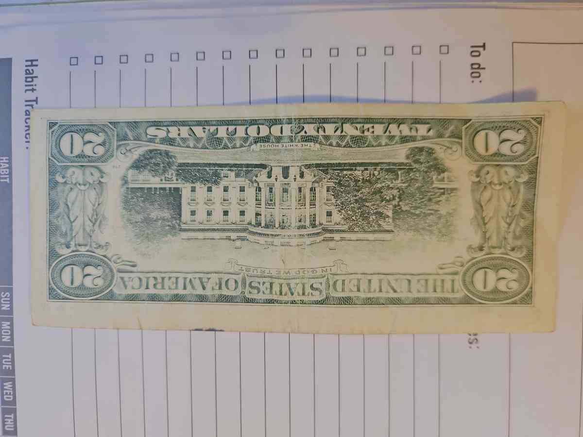 20 dollar bill miscut 1990 series G - Morrilton, Arkansas - FleaMarketBay