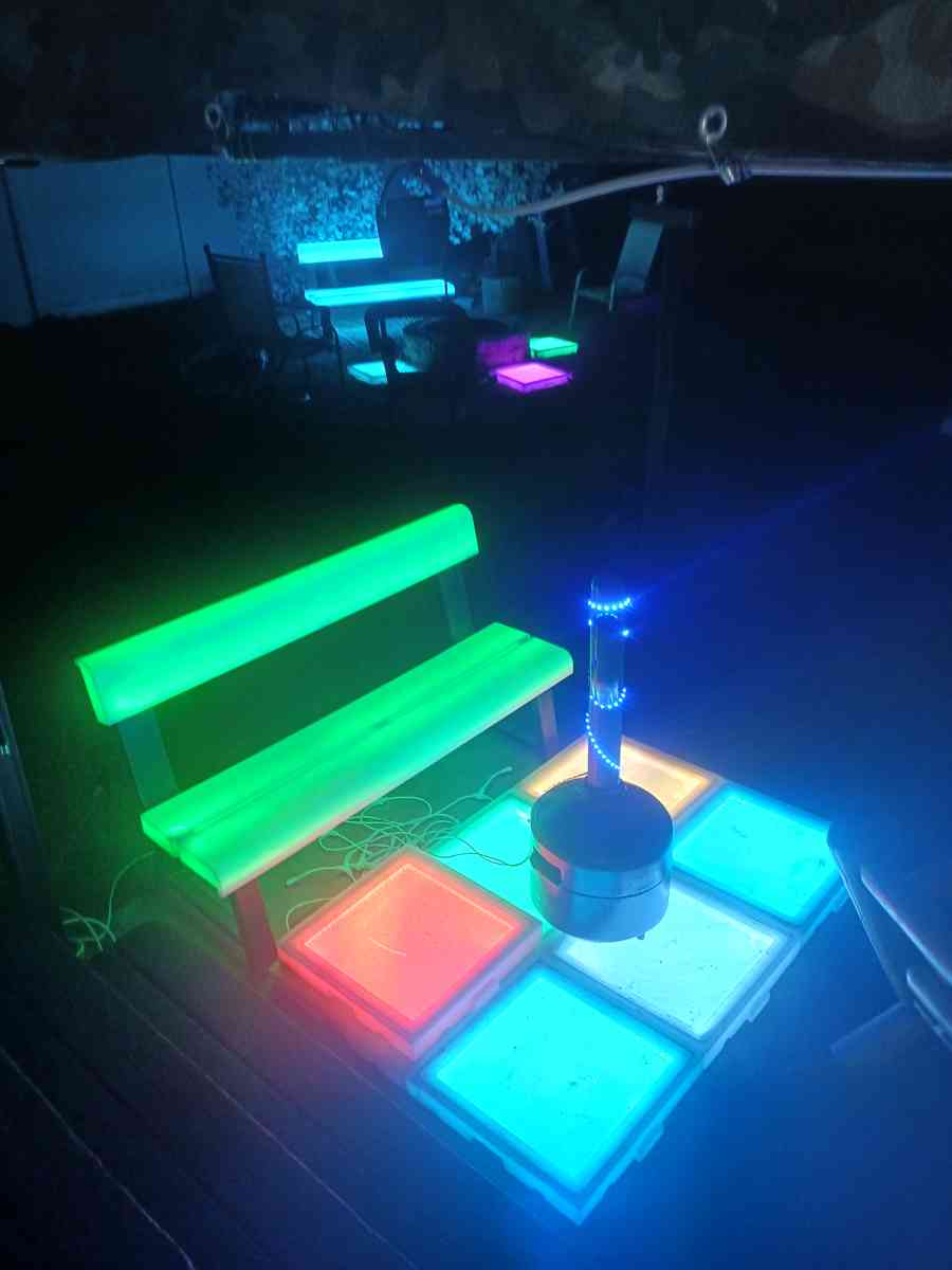 LED light up benches floor placements and chandelier - Salt Lake City, Utah - FleaMarketBay