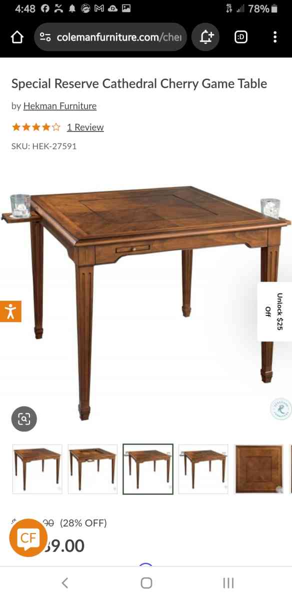 Cathedral Cherry Hekman Game Table - Columbus, Indiana - FleaMarketBay