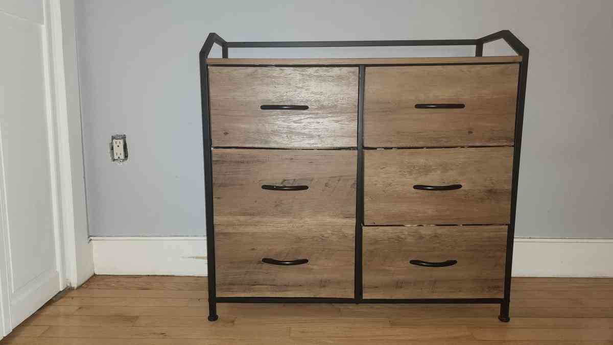 Bamboo Wood Antique Metal 6 Drawer Dresser - Brooklyn, New York - FleaMarketBay