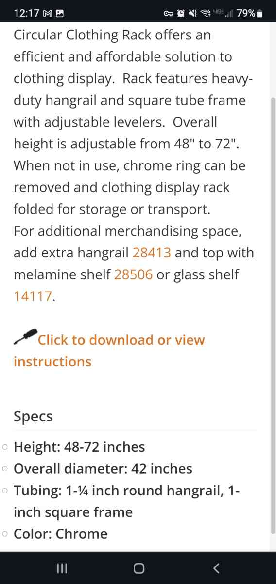 42 Inch Circle Clothing Rack  Brand New In Box - Rock Island, Tennessee - FleaMarketBay