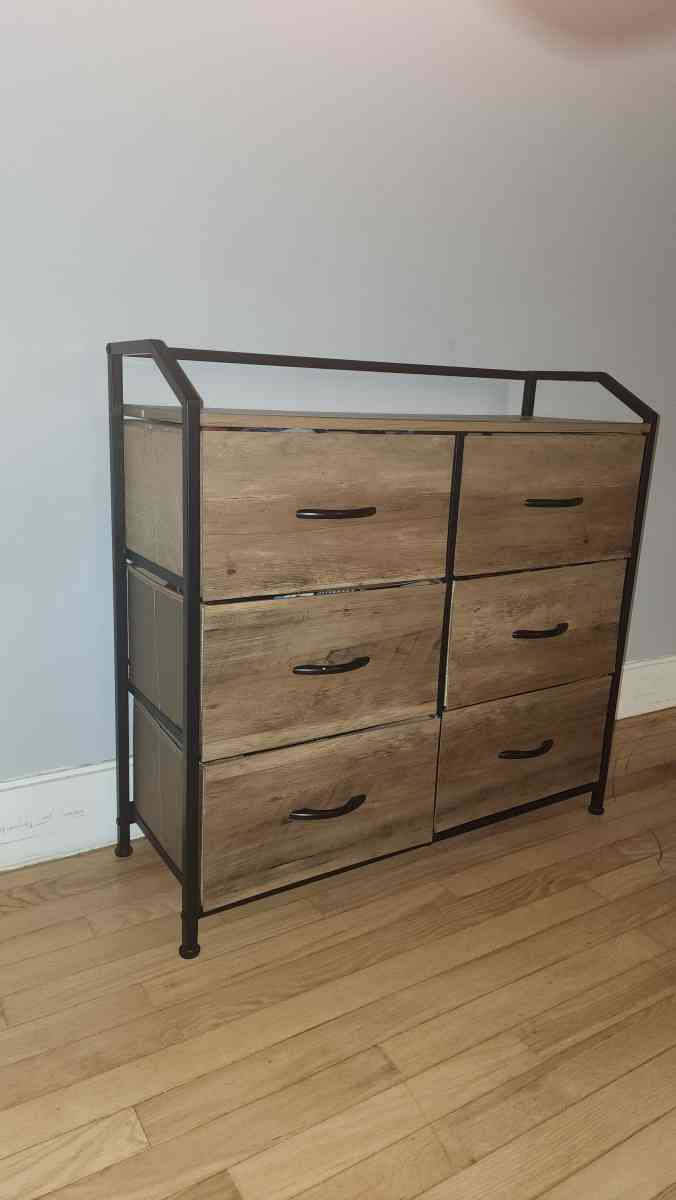 Bamboo Wood Antique Metal 6 Drawer Dresser - Brooklyn, New York - FleaMarketBay