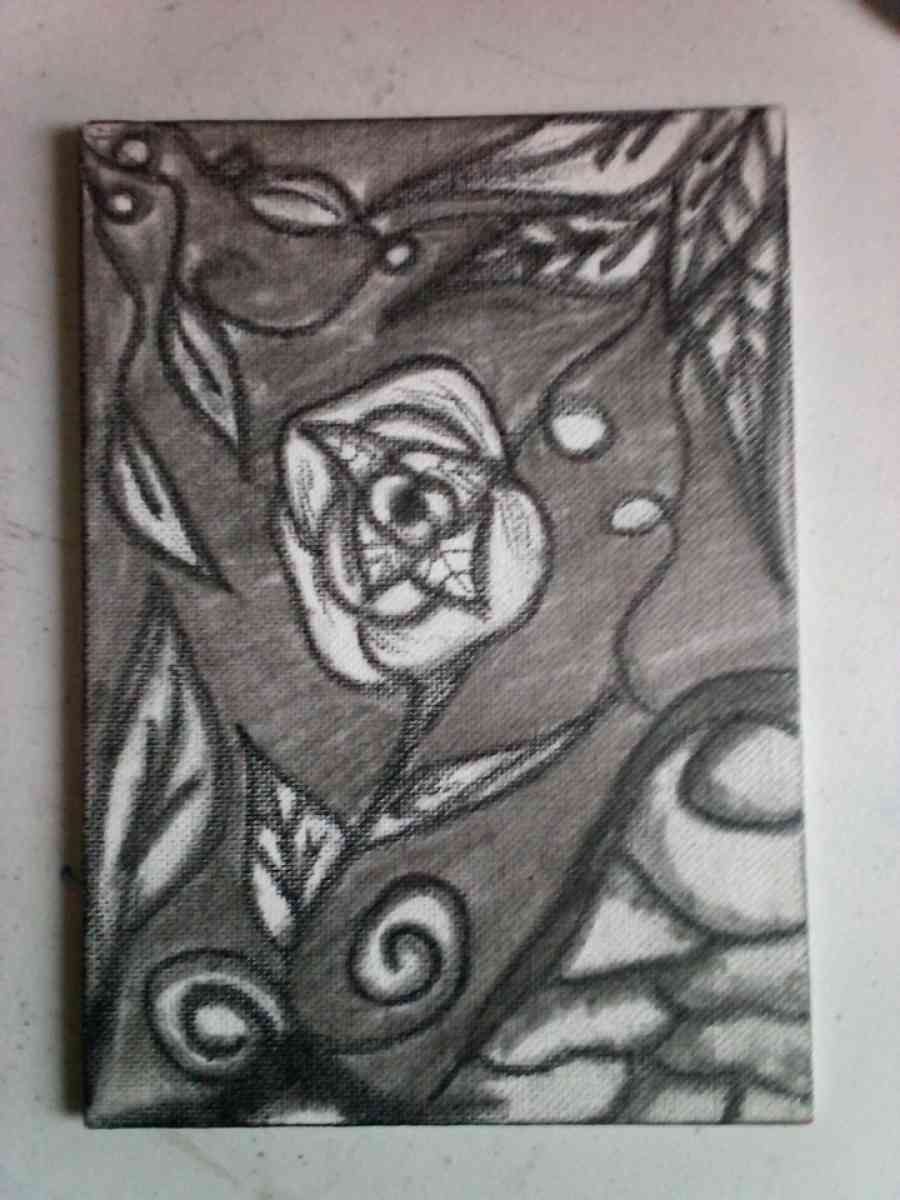 charcoal canvas drawing - Shell Knob, Missouri