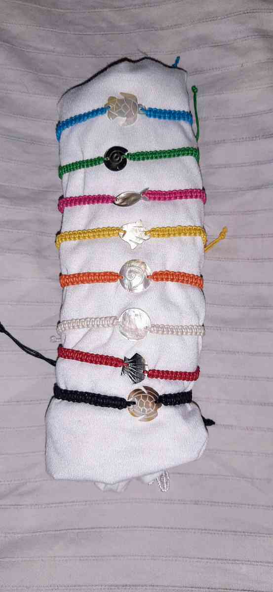 Woven Friendship Bracelets with Etched Shells - Englewood, Florida