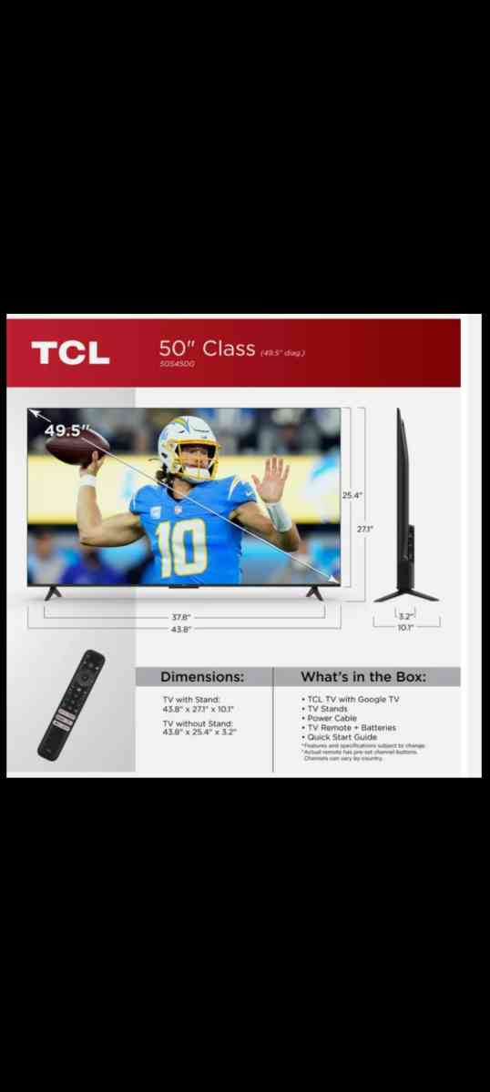 Open Box TCL 50 Google Smart TV LED 4K  MODEL 50S450G - York, South Carolina - FleaMarketBay