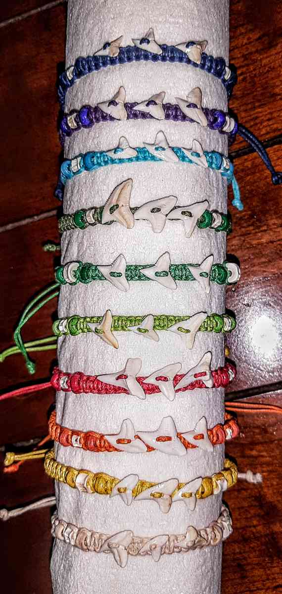 Woven Friendship Bracelets with Sharks Teeth - Englewood, Florida