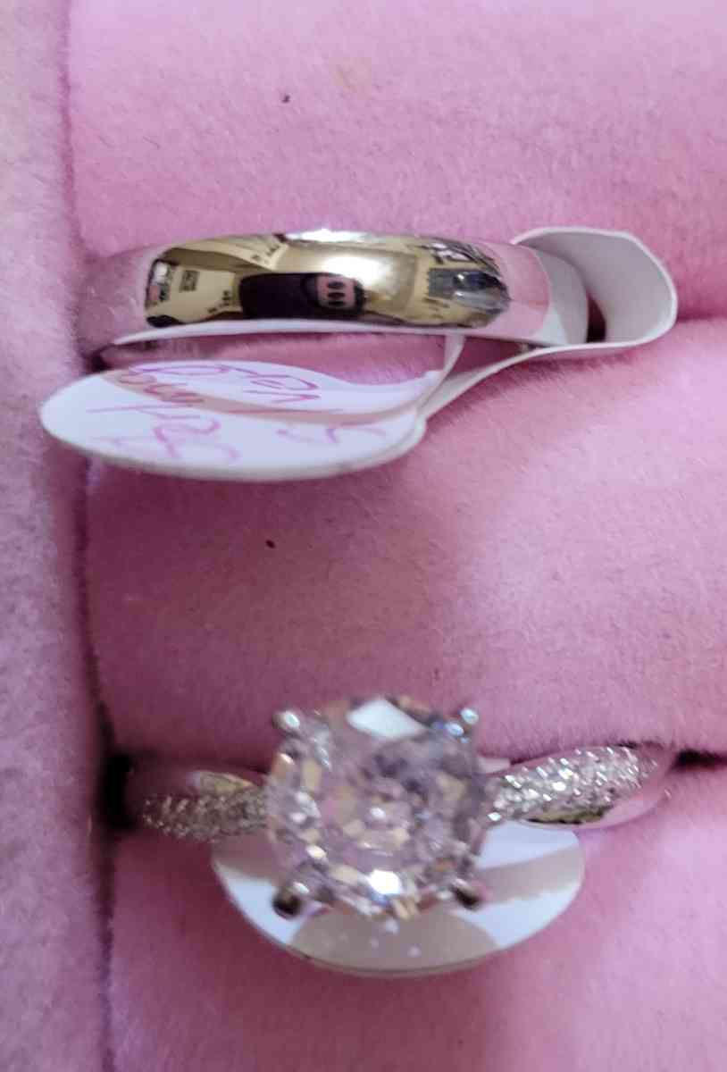 SOLD 925 sterling silver  solitaire and sterling silver band