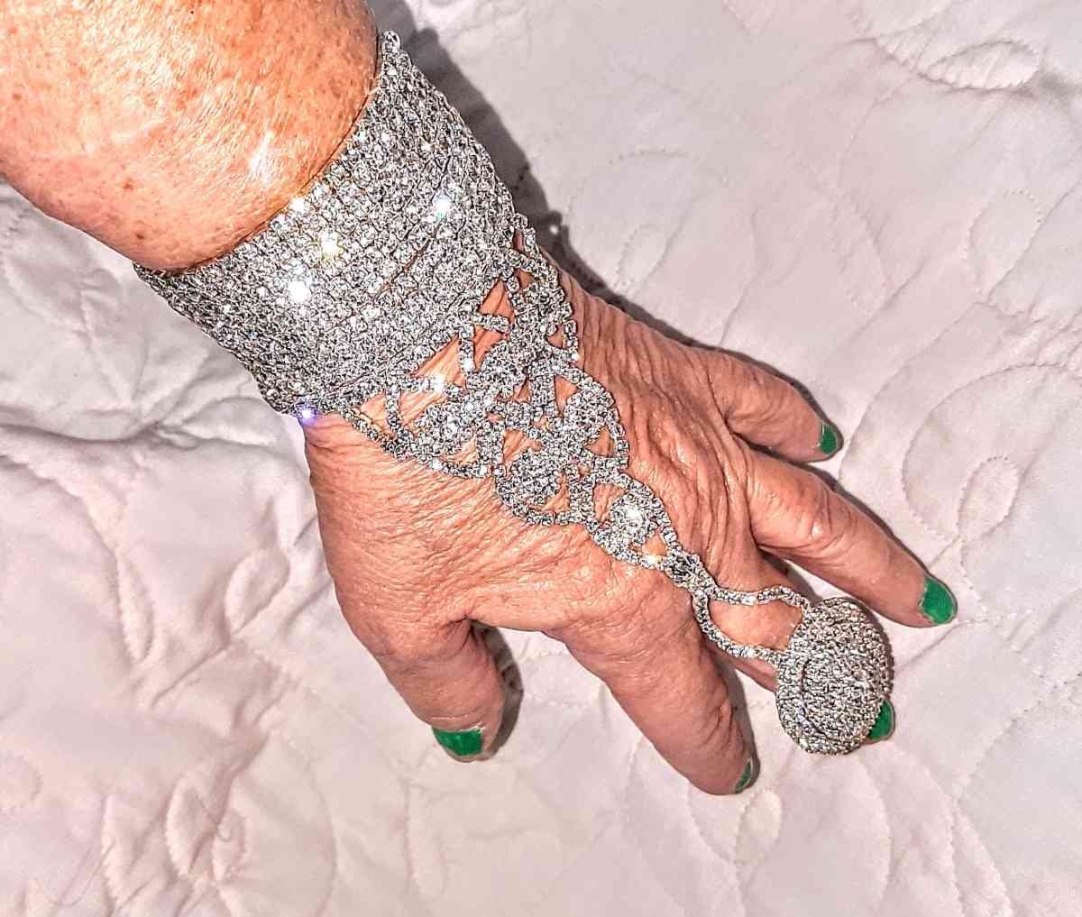 Austrian Crystal Spiral Bracelet with Attached Ring - Englewood, Florida - FleaMarketBay