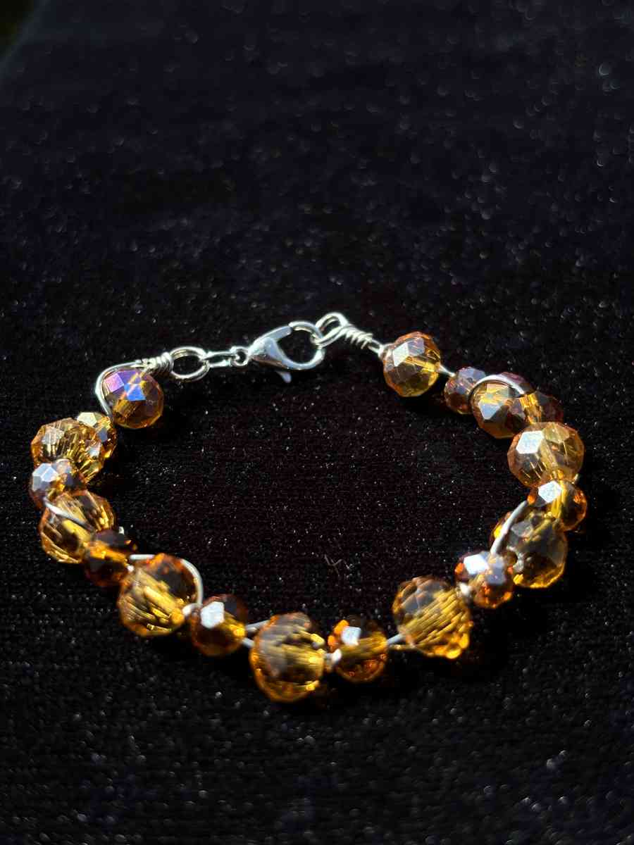 Handmade wire wrapped glass beaded bracelet - Tehachapi, California