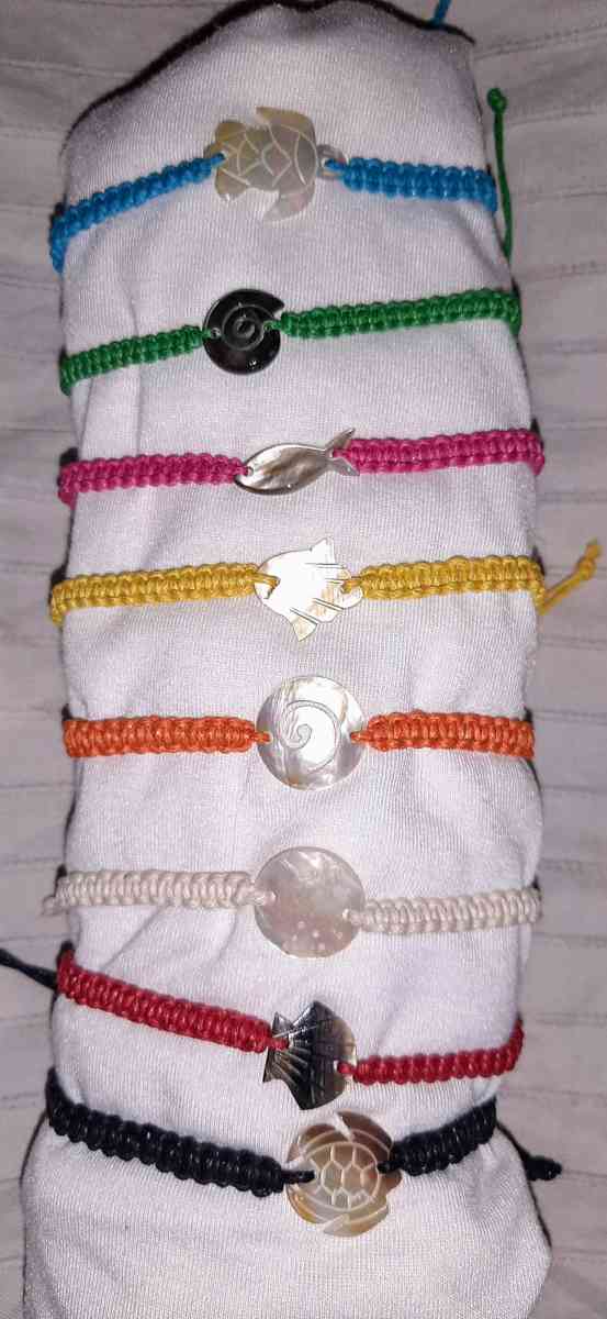 Woven Friendship Bracelets with Etched Shells - Englewood, Florida - FleaMarketBay